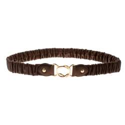 Miu Miu Brown Matelassé Leather Stretchable Belt 75 CM