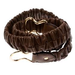 Miu Miu Brown Matelassé Leather Stretchable Belt 75 CM