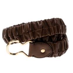 Miu Miu Brown Matelassé Leather Stretchable Belt 75 CM