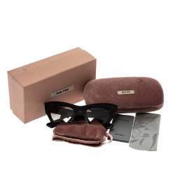 Miu Miu Black Gradient SMU 02Q Crystal Embellished Half Rim Sunglasses