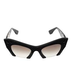 Miu Miu Black Gradient SMU 02Q Crystal Embellished Half Rim Sunglasses