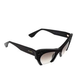 Miu Miu Black Gradient SMU 02Q Crystal Embellished Half Rim Sunglasses