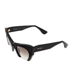 Miu Miu Black Gradient SMU 02Q Crystal Embellished Half Rim Sunglasses