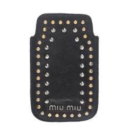 Miu Miu Navy Blue Leather Studded iPhone Case