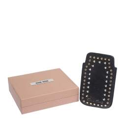 Miu Miu Navy Blue Leather Studded iPhone Case