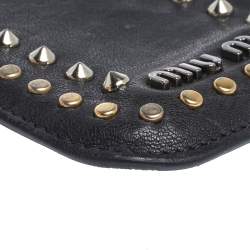 Miu Miu Navy Blue Leather Studded iPhone Case