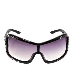Pre Owned Miu Miu Black Gradient SMU02G Studded Shield Sunglasses