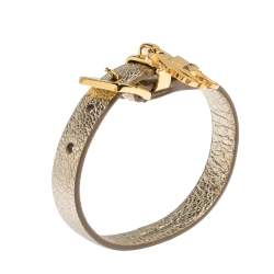 Miu Miu Pyrite Gold Leather Cat Charm Bracelet