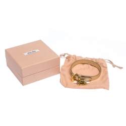 Miu Miu Pyrite Gold Leather Cat Charm Bracelet