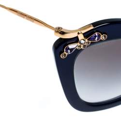 Miu Miu Dark Blue/Black Gradient SMU 03P Crystal Embellished Cateye Sunglasses