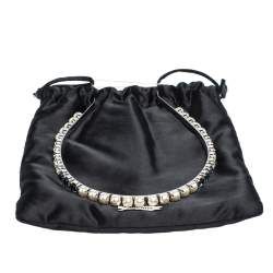 Miu Miu Multicolor Crystal & Faux Pearl Embellished Silver Tone Headband