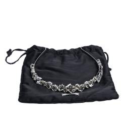 Miu Miu Silver Tone Crystal Embellished Head Band