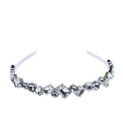 Miu Miu Silver Tone Crystal Embellished Head Band