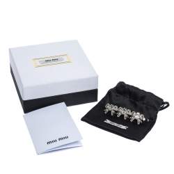 Pre Owned Miu Miu Silver Tone Micro Bow Jeweled Hair Clip