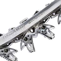 Pre Owned Miu Miu Silver Tone Micro Bow Jeweled Hair Clip