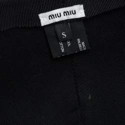 Miu Min Green Embellished Bow Top Felted Wool Cap S