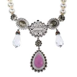مملوكة مسبقًا Miu Miu Multicolor Crystal Embellished Faux Pearl Necklace