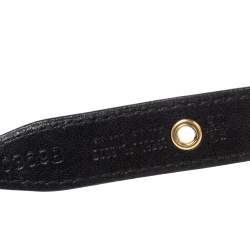 Pre Owned Miu Miu Black Leather Studded Grommet Buckle Belt 90CM
