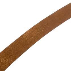Miu Miu Golden Brown Soft Leather Embellished Buckle Belt 90CM