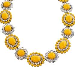 Miu Miu Yellow Crystal Embellished Floral Choker Necklace
