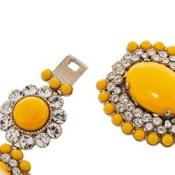 Miu Miu Yellow Crystal Embellished Floral Choker Necklace