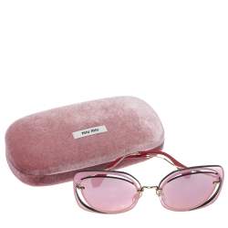 Miu Miu Gold Tone/Pink & Grey Mirrored SMU 54S Scénique Cut Out Sunglasses