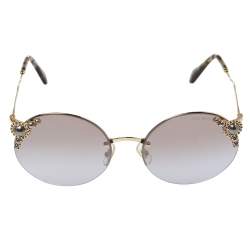 Miu Miu Gold Tone/ Grey Gradient SMU52T Manière Round Sunglasses