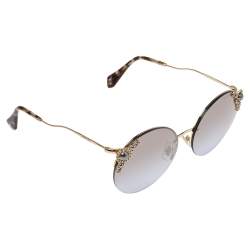 Miu Miu Gold Tone/ Grey Gradient SMU52T Manière Round Sunglasses