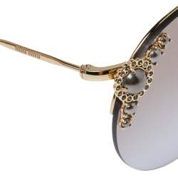 Miu Miu Gold Tone/ Grey Gradient SMU52T Manière Round Sunglasses
