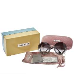 Miu Miu Pale Gold Tone/ Grey Gradient SMU10R Reveal Round Sunglasses