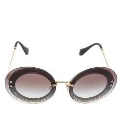 Miu Miu Pale Gold Tone/ Grey Gradient SMU10R Reveal Round Sunglasses