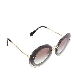 Miu Miu Pale Gold Tone/ Grey Gradient SMU10R Reveal Round Sunglasses