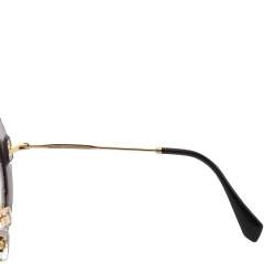 Miu Miu Pale Gold Tone/ Grey Gradient SMU10R Reveal Round Sunglasses