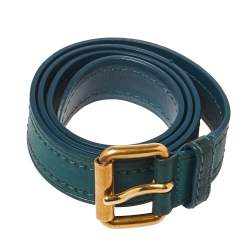 Miu Miu Green Leather Buckle Belt 75CM