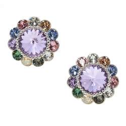 مملوكة مسبقًا أقراط ميو ميو وردة كريستال متعددة الألوان بمشبك