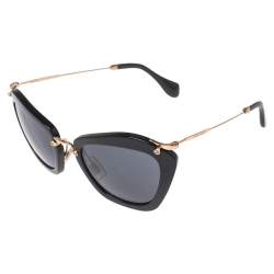 Miu Miu Gold/Black SMU 10N Cat Eye Sunglasses