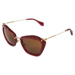 Miu Miu Red Glittered Acetate SMU 10N Cat Eye Sunglasses