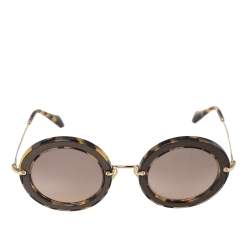 Miu Miu Brown Tortoise Acetate SMU08R Gradient Round Sunglasses