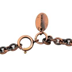 Miu Miu Bronze Tone Crystal & Fabric Embellished Station Necklace
