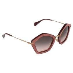 Miu Miu Gold Tone/Pink SMU 06O Cat Eye Gradient Sunglasses