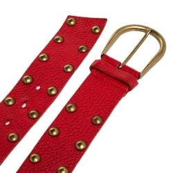 Miu Miu Red Leather Studded Belt 75