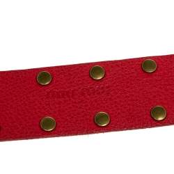Miu Miu Red Leather Studded Belt 75