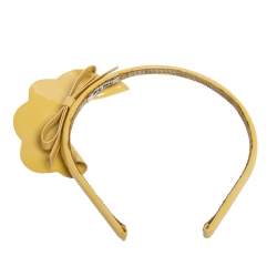 Miu Miu Beige Patent Leather Bow Headband