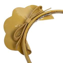 Miu Miu Beige Patent Leather Bow Headband