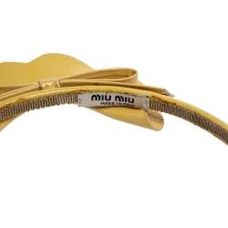 Miu Miu Beige Patent Leather Bow Headband