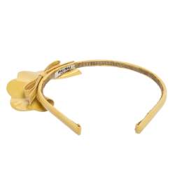 Miu Miu Beige Patent Leather Bow Headband