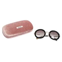 Miu Miu Black Acetate SMU 08R Gradient Round Sunglasses