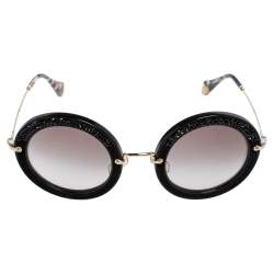 Miu Miu Black Acetate SMU 08R Gradient Round Sunglasses