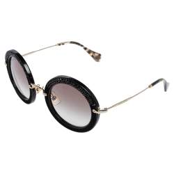 Miu Miu Black Acetate SMU 08R Gradient Round Sunglasses