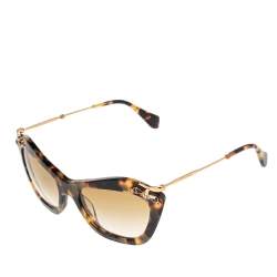 Miu Miu Brown Tortoise Acetate SMU 03P Embellished Gradient Cat Eye Sunglasses